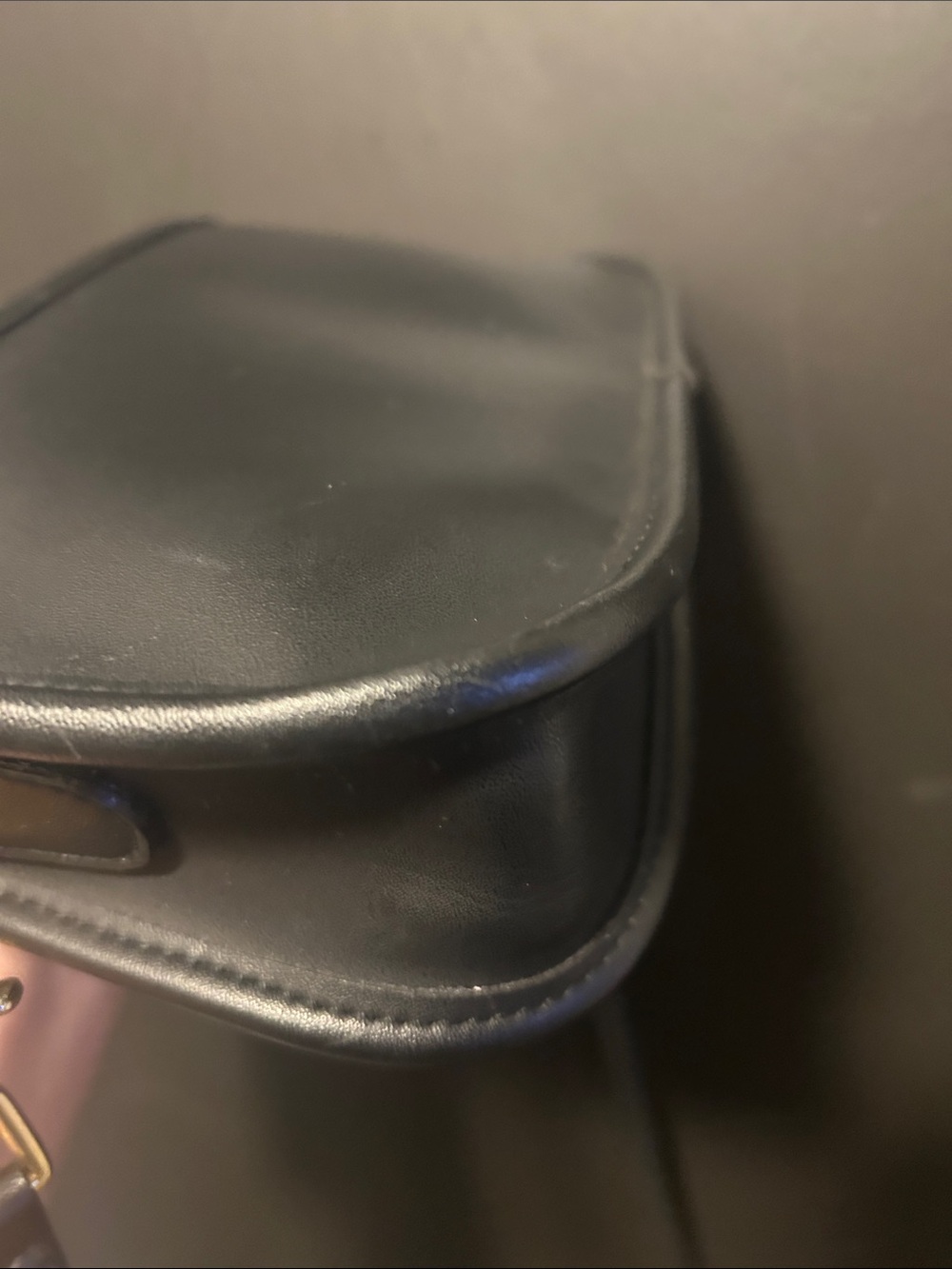 Black Leather Crossbody Bag with Gold Turn-Lock - Picture 5 of 6
